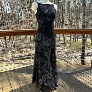Vintage Black & Silver Maxi Dress